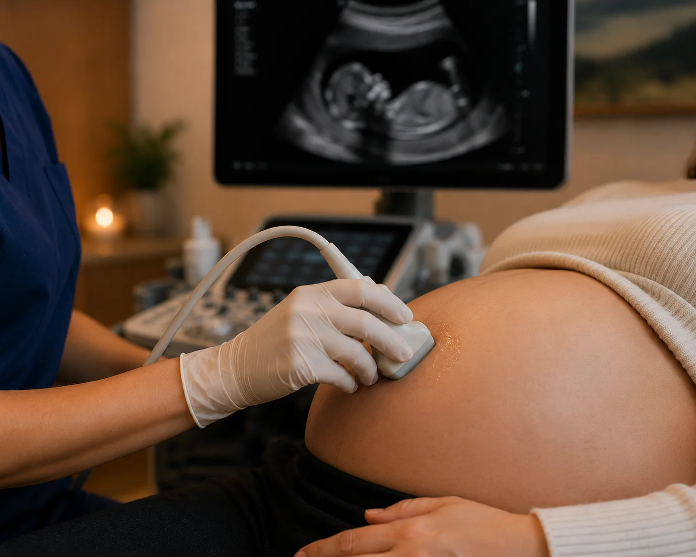 Sonographer performing an OB pregnancy ultrasound at Signal View Ultrasound in Las Vegas