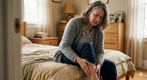 Woman experiencing leg pain — a common symptom of peripheral artery disease (PAD)